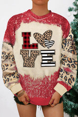 Red Valentines Leopard Love Element Sweatshirt
