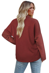 Red Waffle Knit Patch Pocket Shacket