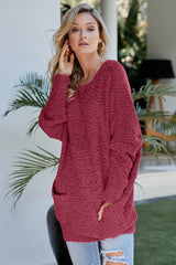 Red Winter Break Knit Tunic Sweater