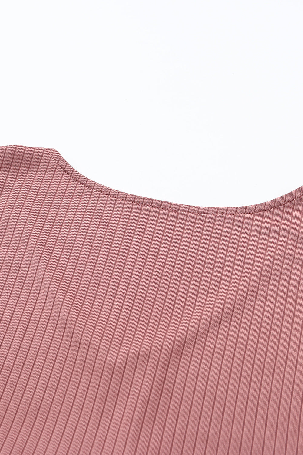 Ribbed Flounce Sleeve V Neck Babydoll Top