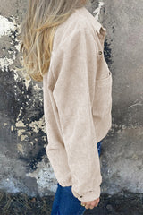 Rivet Corduroy Buttoned Long Sleeve Shirt With Pockets