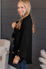 Roll Tab Sleeve Ribbed Cording Shacket