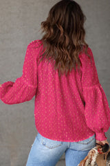 Rose Printed Tassel Tie Blouse