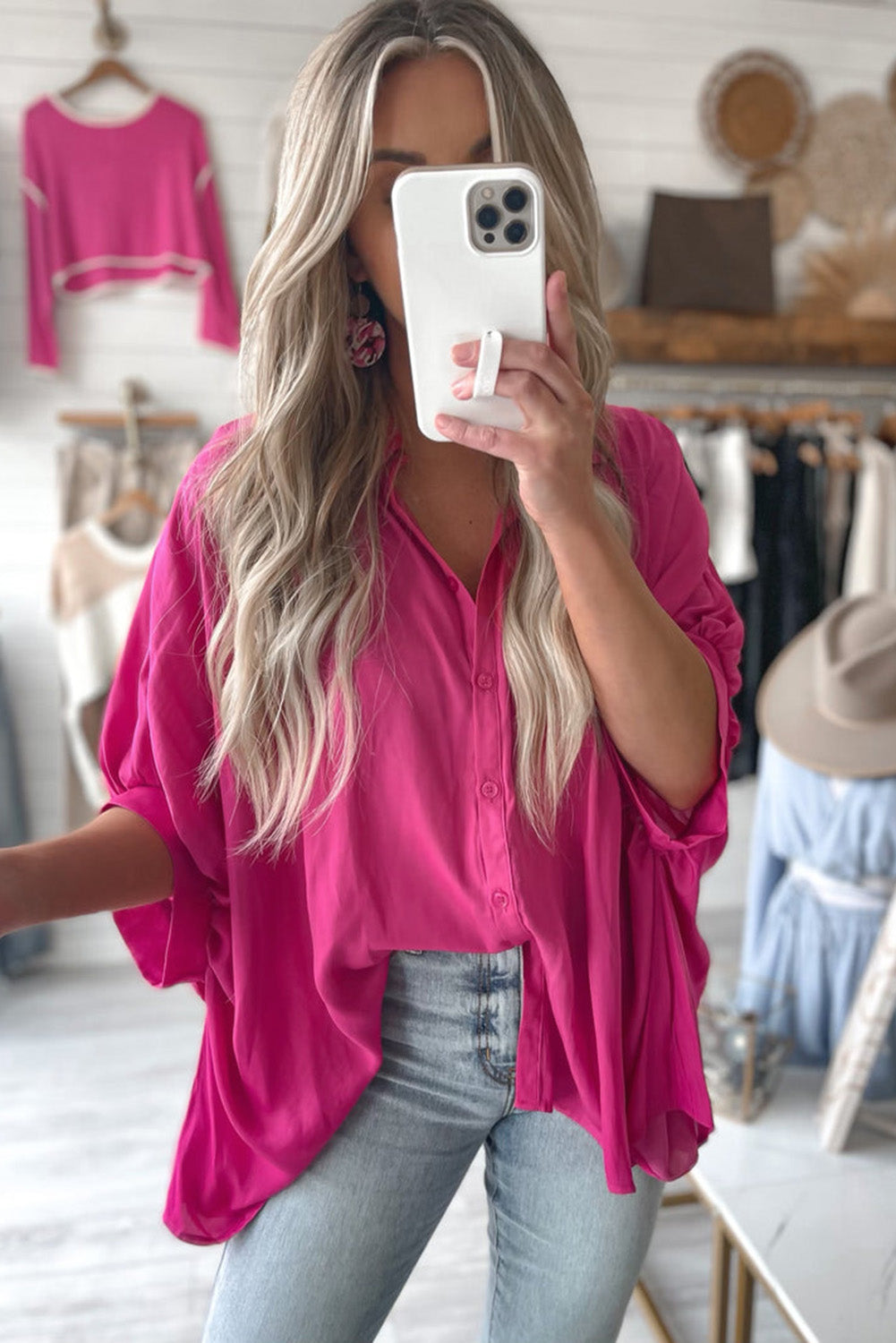 Rose Soft Oversize Dolman Shirt