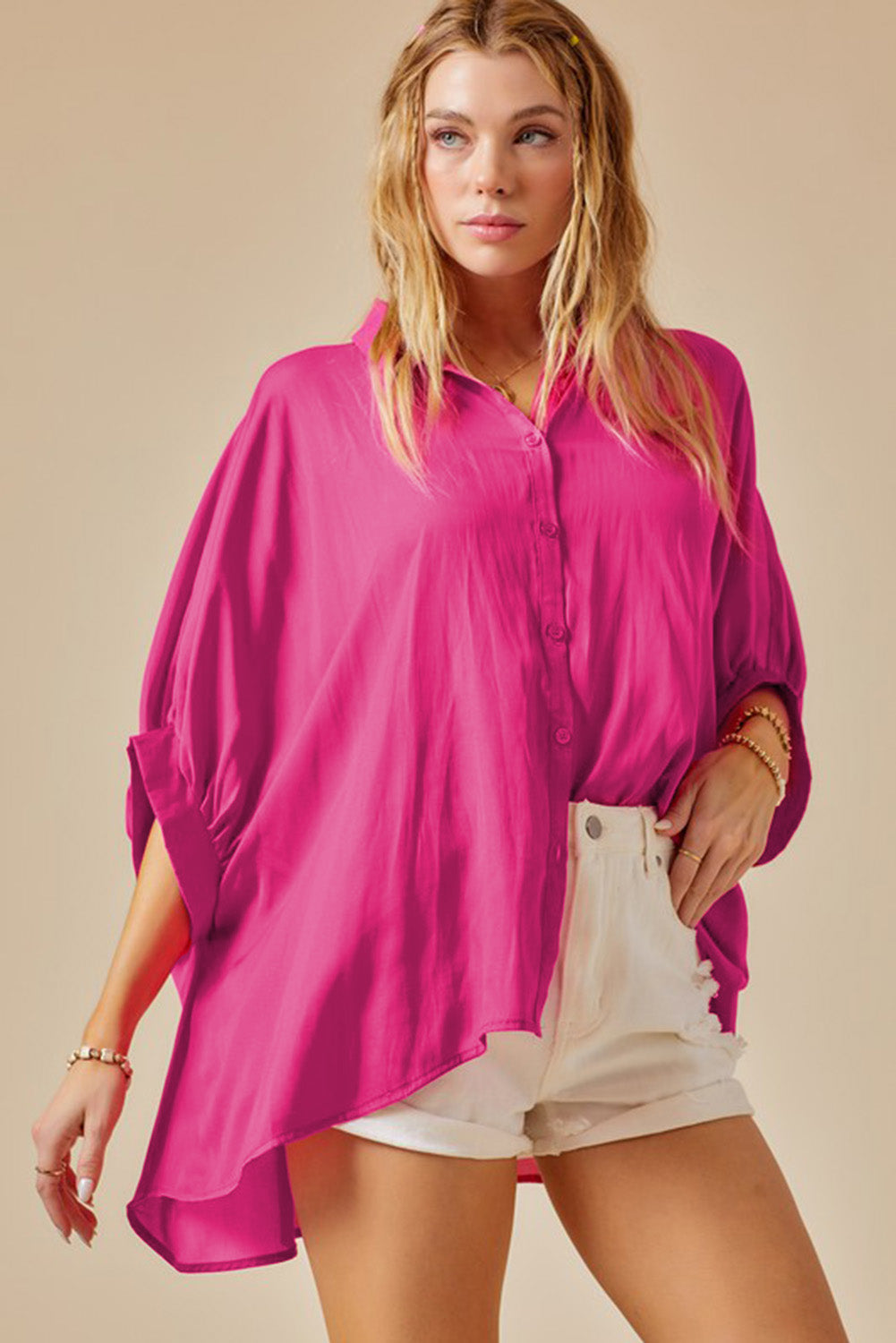 Rose Soft Oversize Dolman Shirt