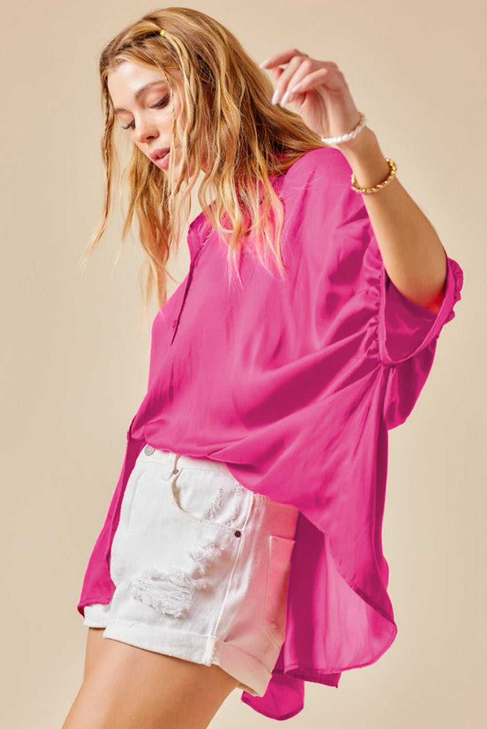 Rose Soft Oversize Dolman Shirt