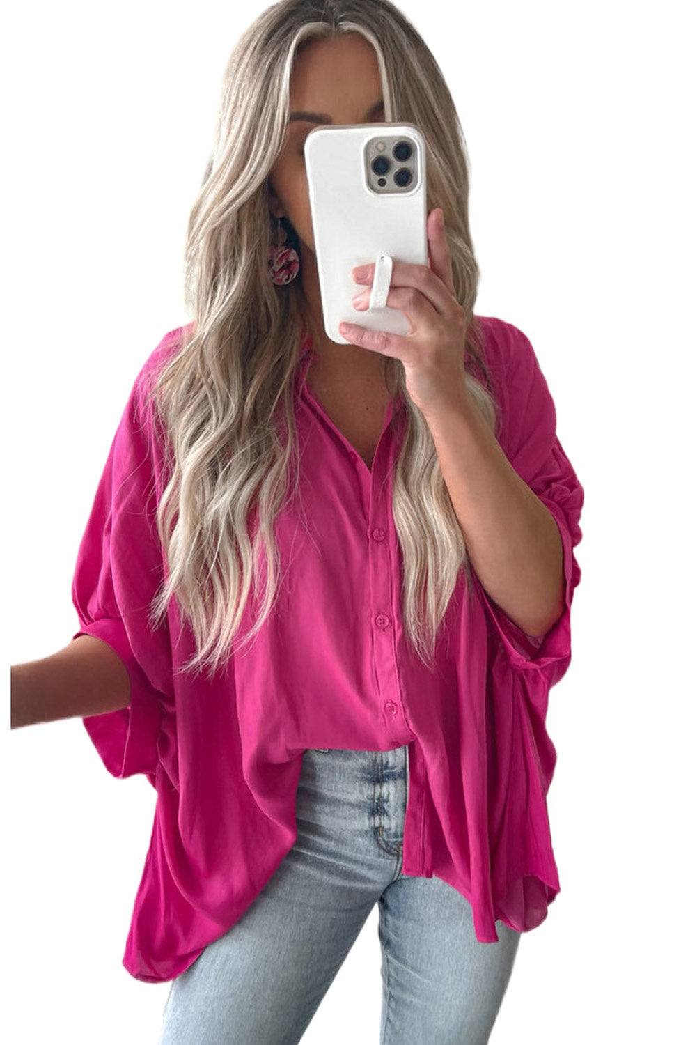 Rose Soft Oversize Dolman Shirt