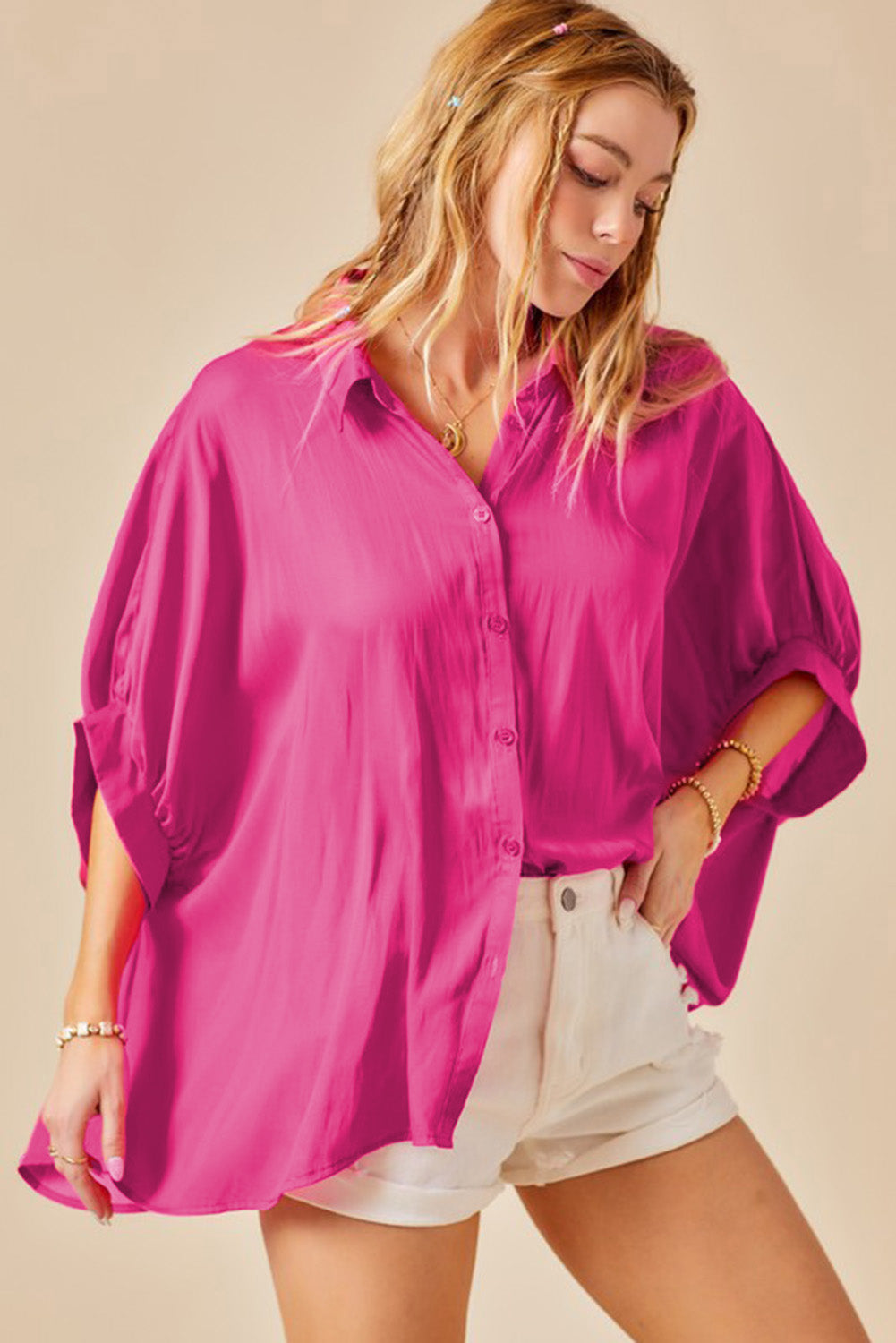Rose Soft Oversize Dolman Shirt