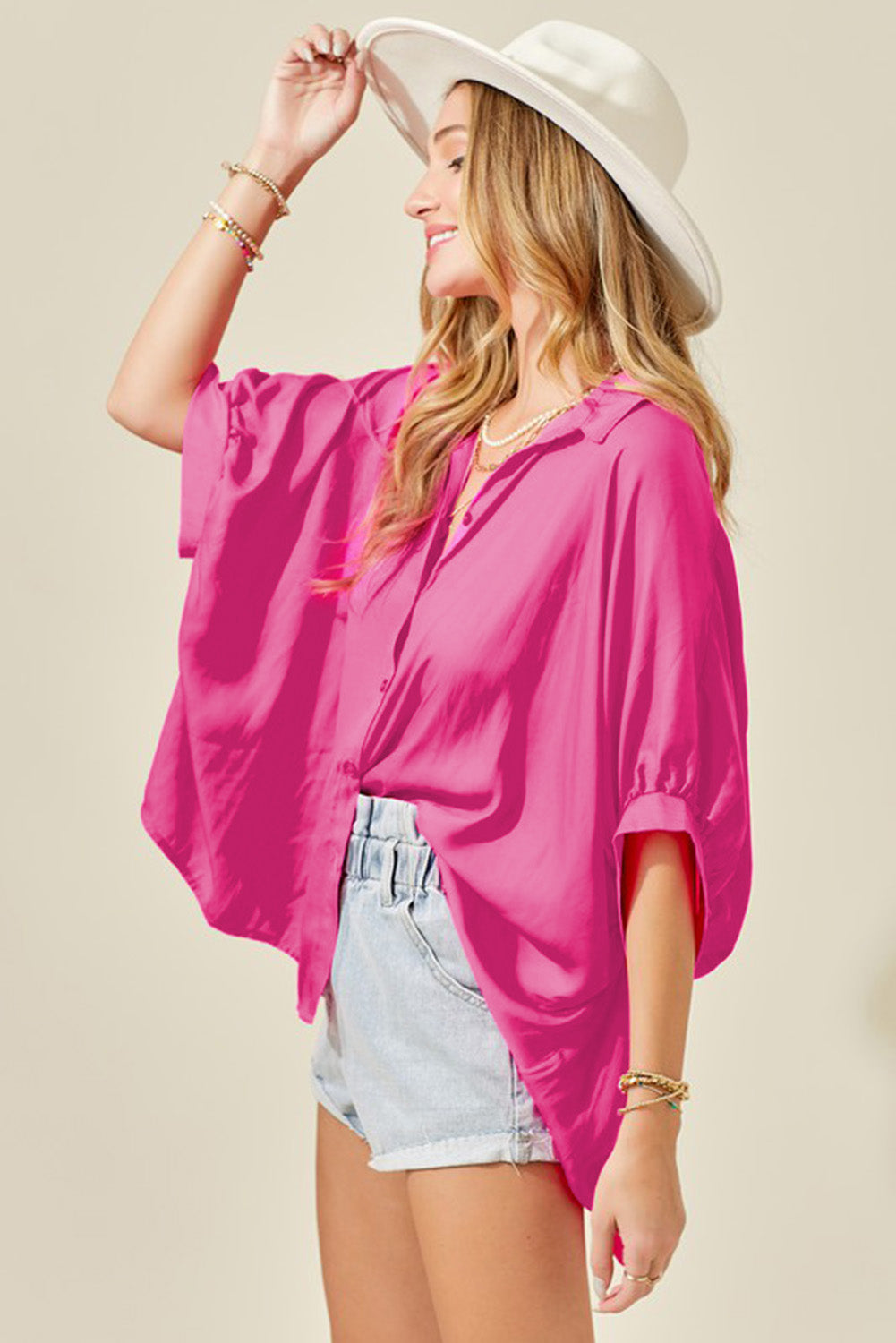Rose Soft Oversize Dolman Shirt