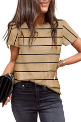 Round Neck Striped Print T-Shirt