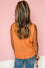 Ruffle Trim Sleeveless Top
