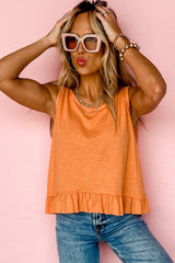 Ruffle Trim Sleeveless Top