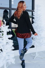 Sequin Patch Pocket Ruffle Hem Top