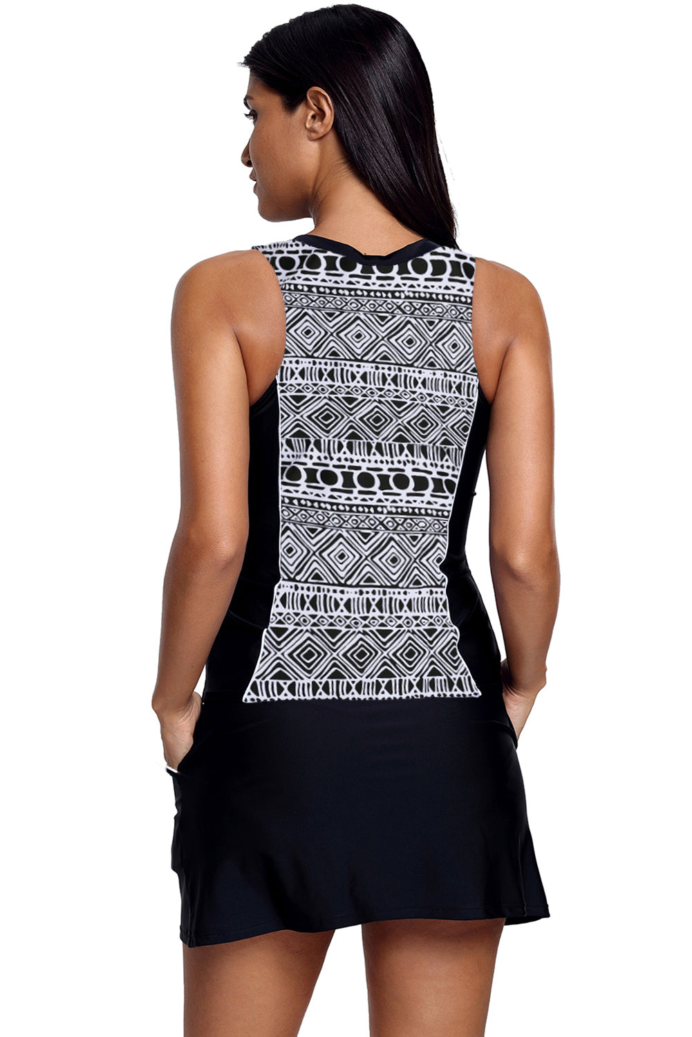 Slim Your Figure Leopard Print Accent Skirtini Swimsuit