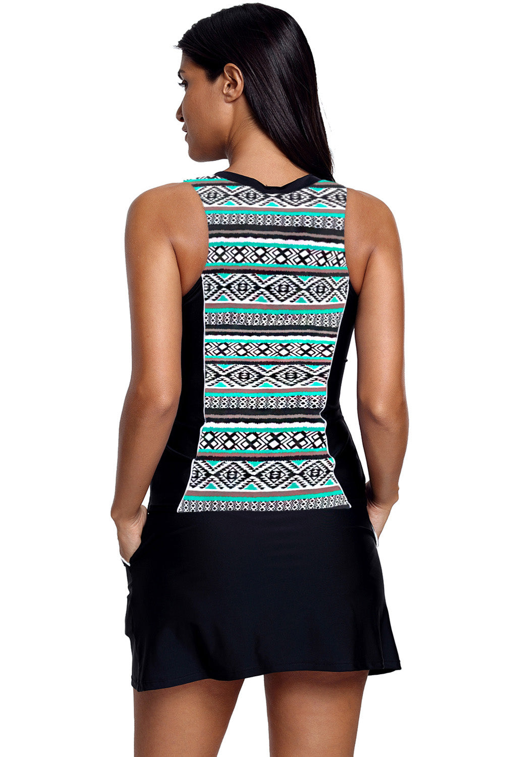 Slim Your Figure Leopard Print Accent Skirtini Swimsuit