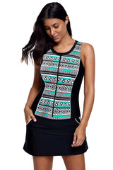 Slim Your Figure Leopard Print Accent Skirtini Swimsuit