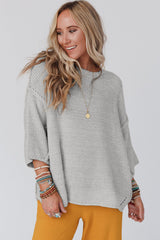 Slouchy Textured Knit Loose Sweater