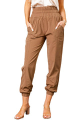Smocked Elastic High Waist Joggers