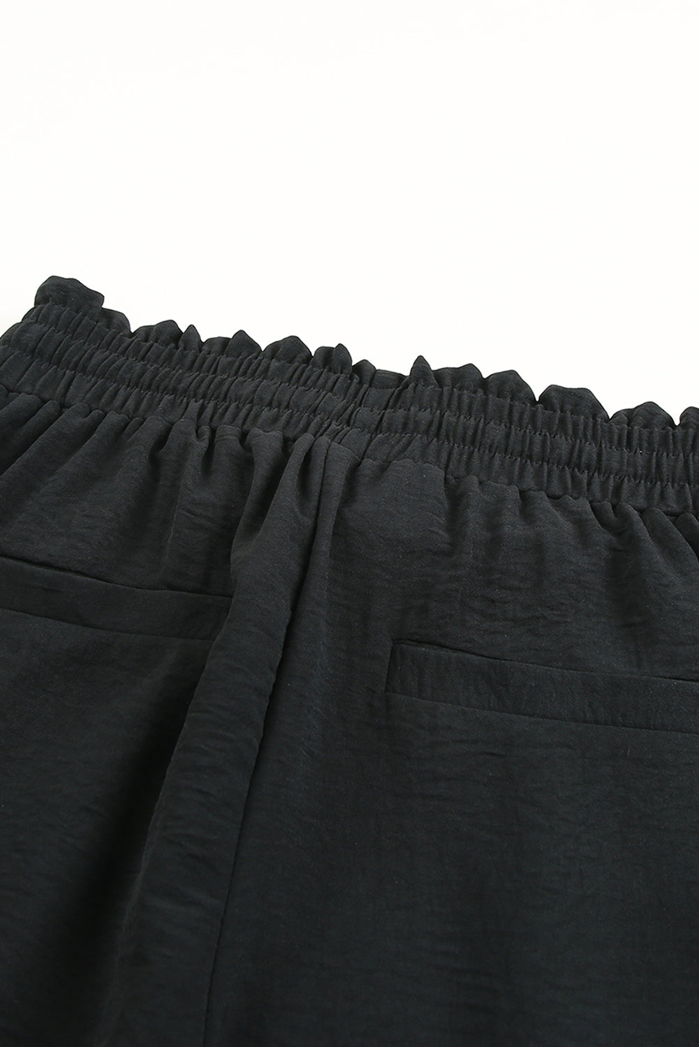 Solid Color Drawstring Smocked Waist Joggers
