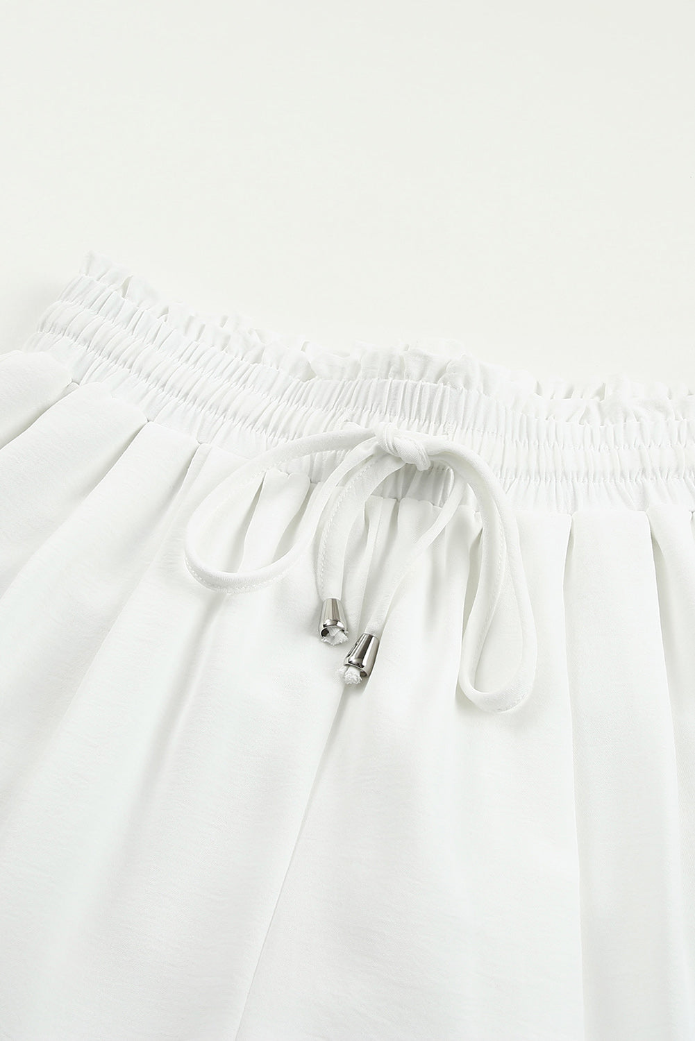 Solid Color Drawstring Smocked Waist Joggers