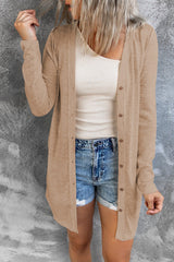 Solid Color Open-Front Buttons Cardigan
