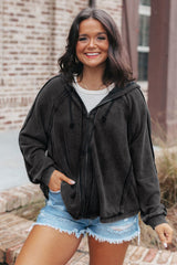 Solid Color Oversized Zip Up Hoodie With Pockets