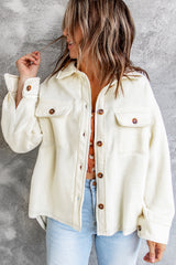 Solid Color Pocketed Patched Elbow Women Shacket