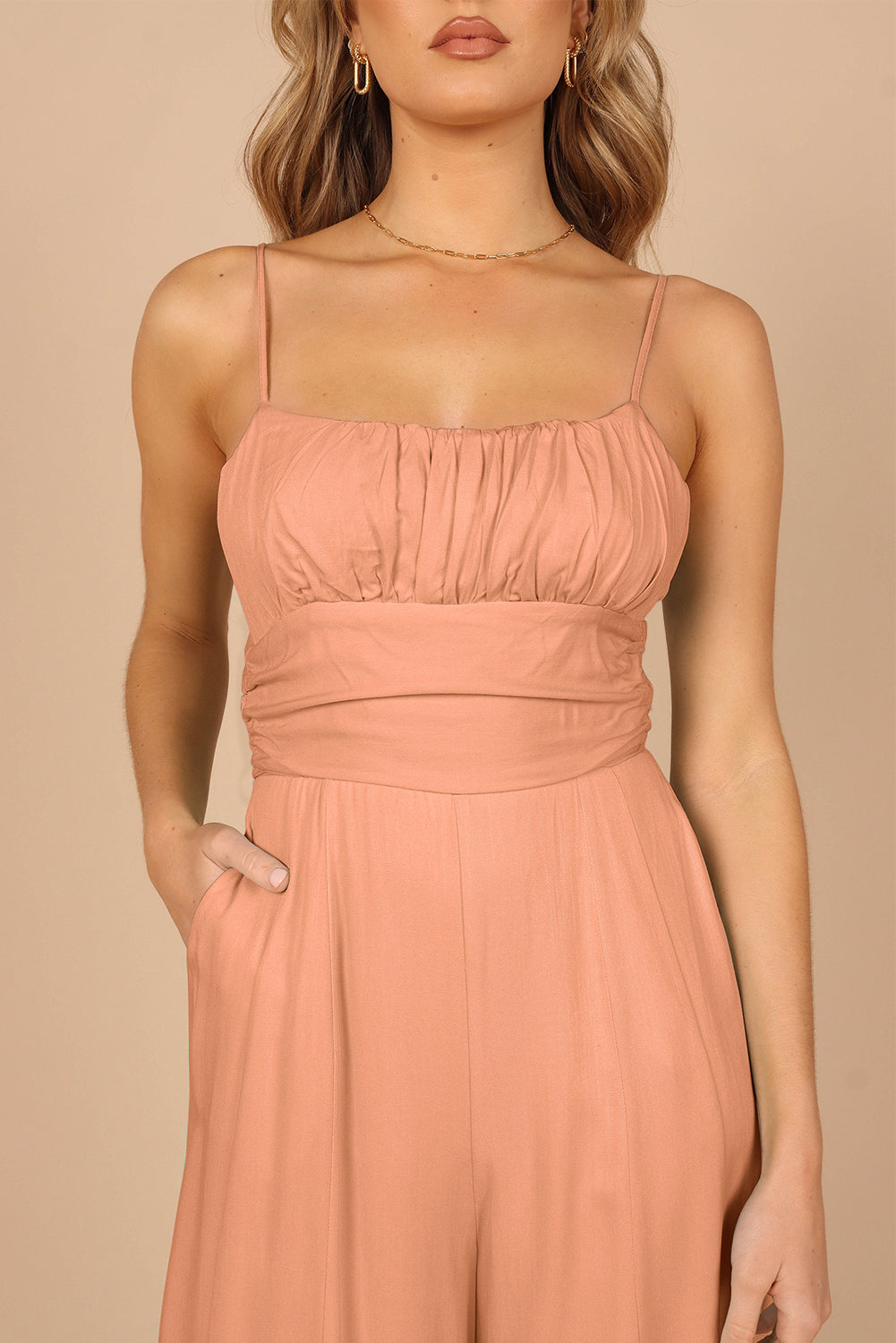 Spaghetti Straps Backless Knot Wide-Leg Jumpsuit