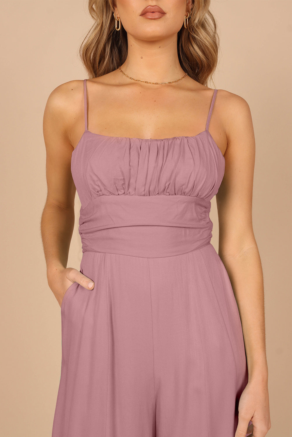 Spaghetti Straps Backless Knot Wide-Leg Jumpsuit