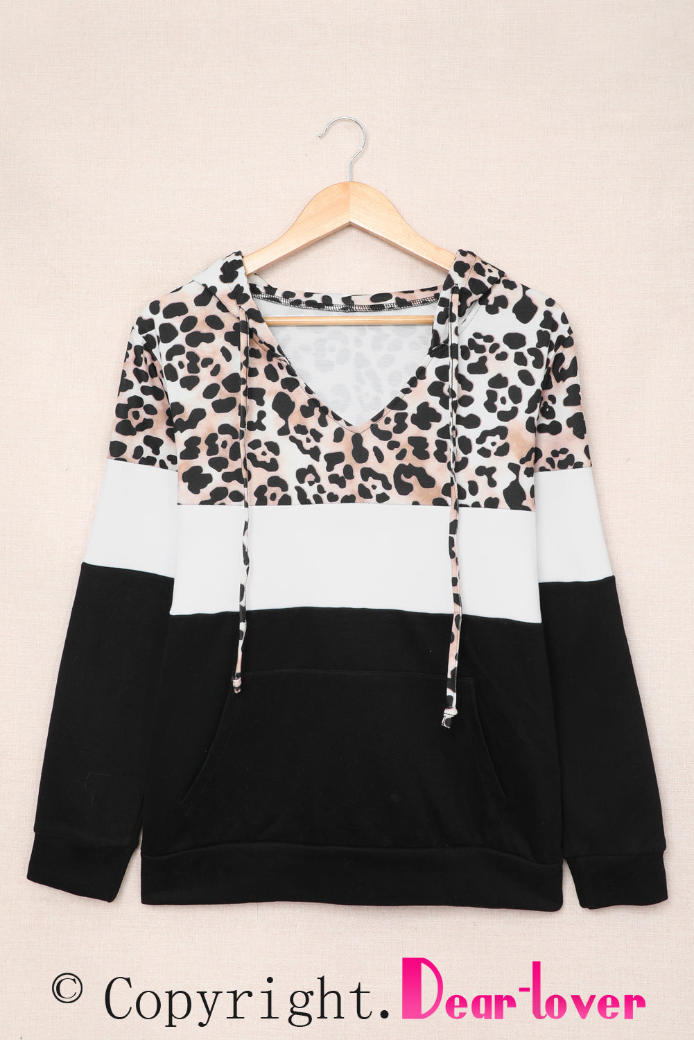 Splicing Kangaroo Pocket Drawstring Hoodie