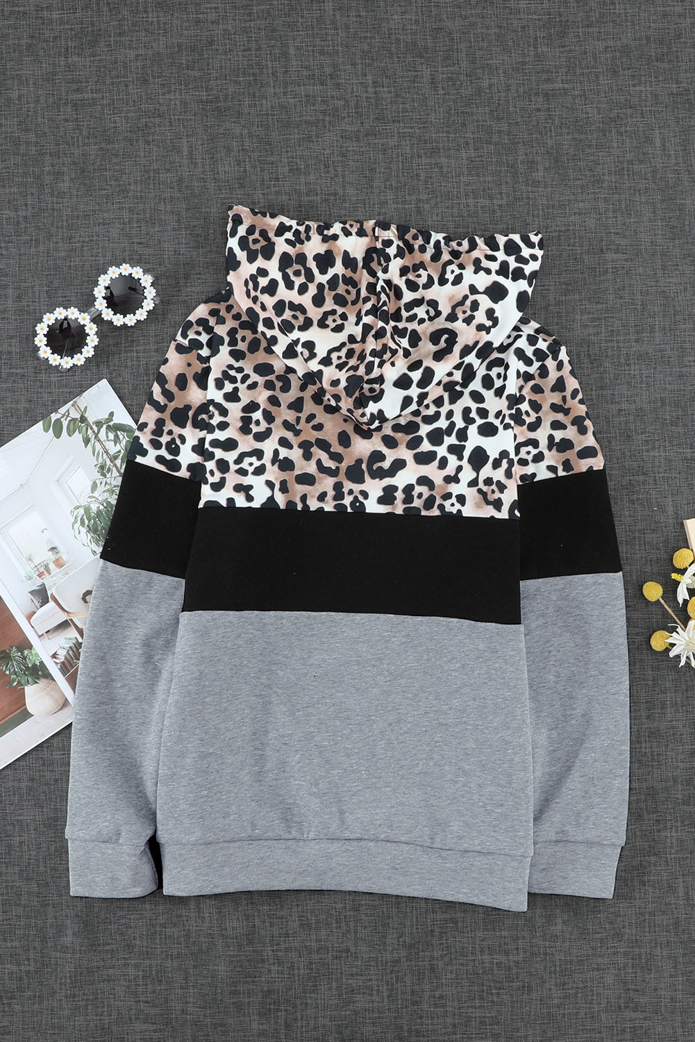 Splicing Kangaroo Pocket Drawstring Hoodie