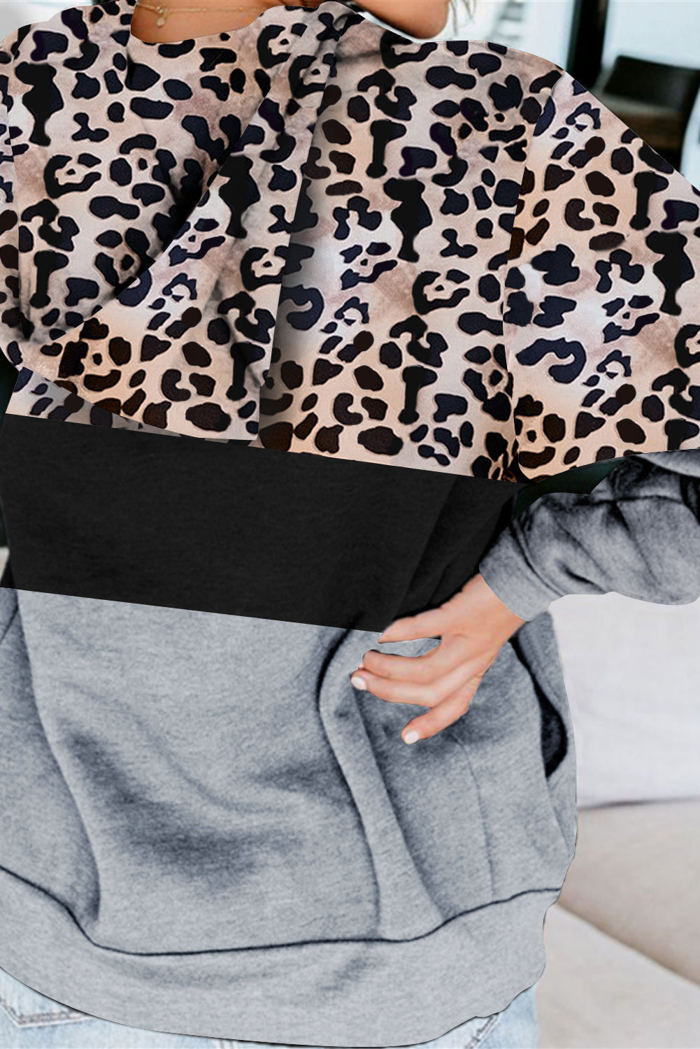 Splicing Kangaroo Pocket Drawstring Hoodie