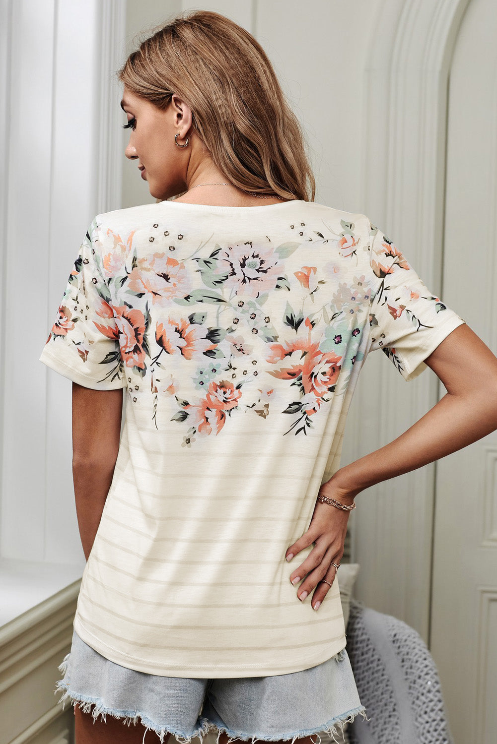 Spring Vibe Floral & Stripe Tee
