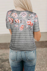 Spring Vibe Floral & Stripe Tee