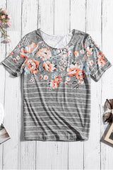 Spring Vibe Floral & Stripe Tee