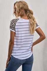Striped Leopard Pocketed Patch Tee