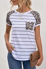 Striped Leopard Pocketed Patch Tee