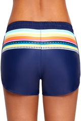 Striped Print Accent Drawstring Board Shorts