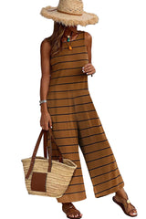 Striped Sleeveless Wide Leg Jumpsuit