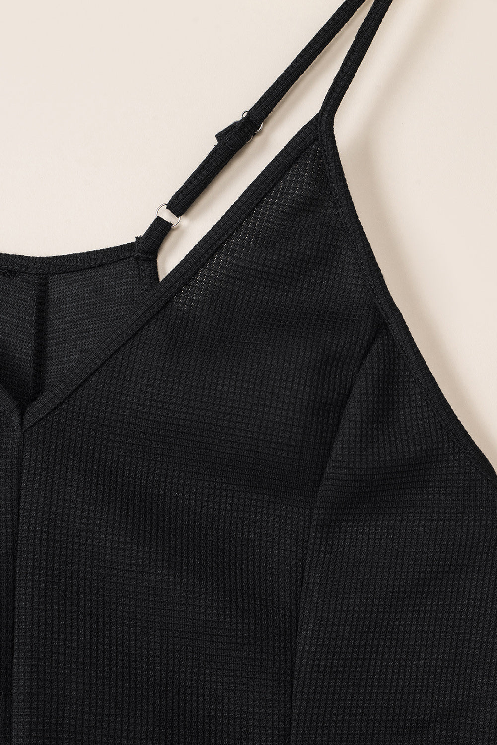 Textured Sleeveless V-Neck Pocketed Casual Jumpsuit