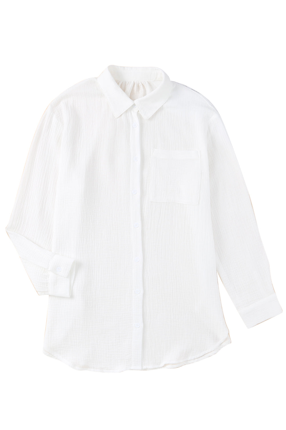White Loose Fit Tunic Long Sleeve Shirt