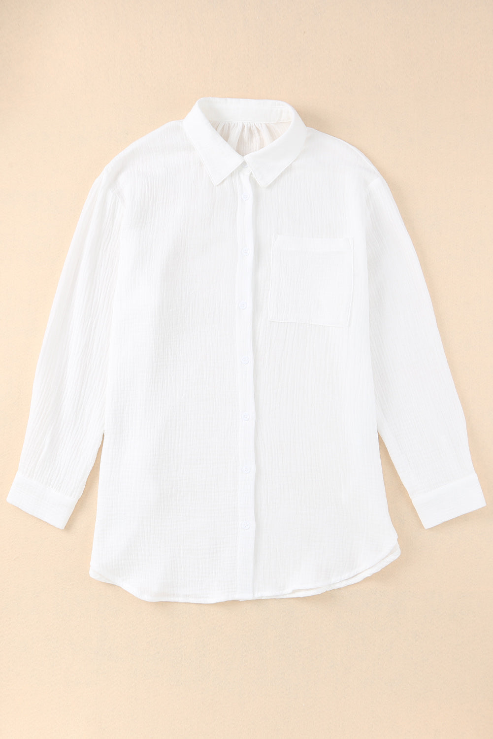 White Loose Fit Tunic Long Sleeve Shirt