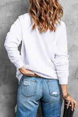 White Merry Plaid Print Crew Neck Pullover Sweatshirt
