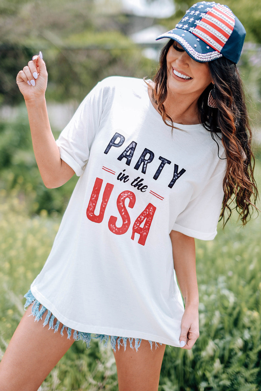 White Party In The Usa Crew Neck Short Sleeve T Shirt
