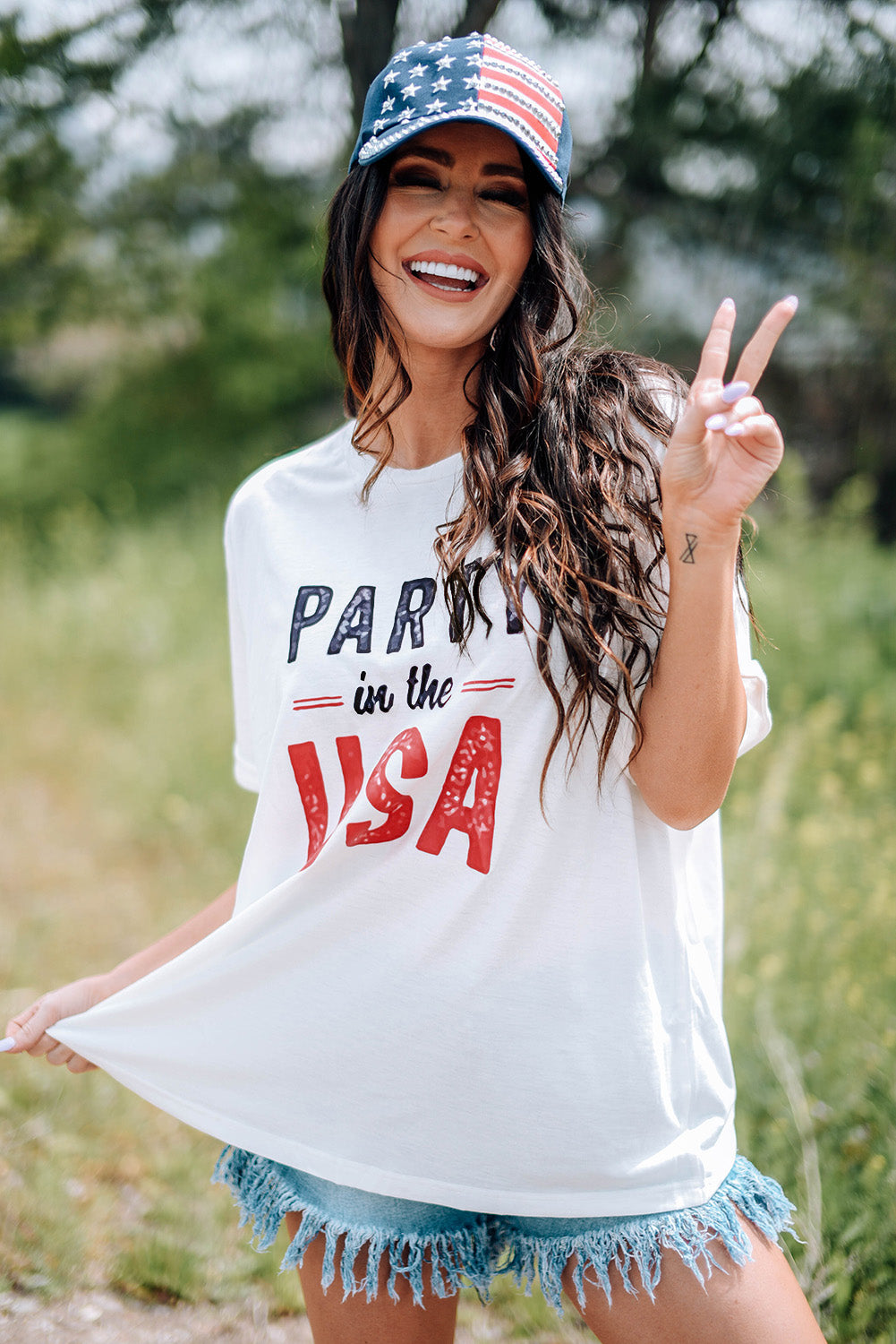 White Party In The Usa Crew Neck Short Sleeve T Shirt