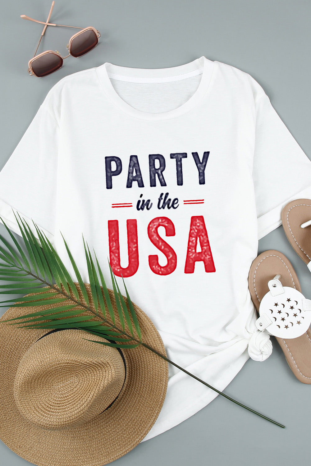 White Party In The Usa Crew Neck Short Sleeve T Shirt