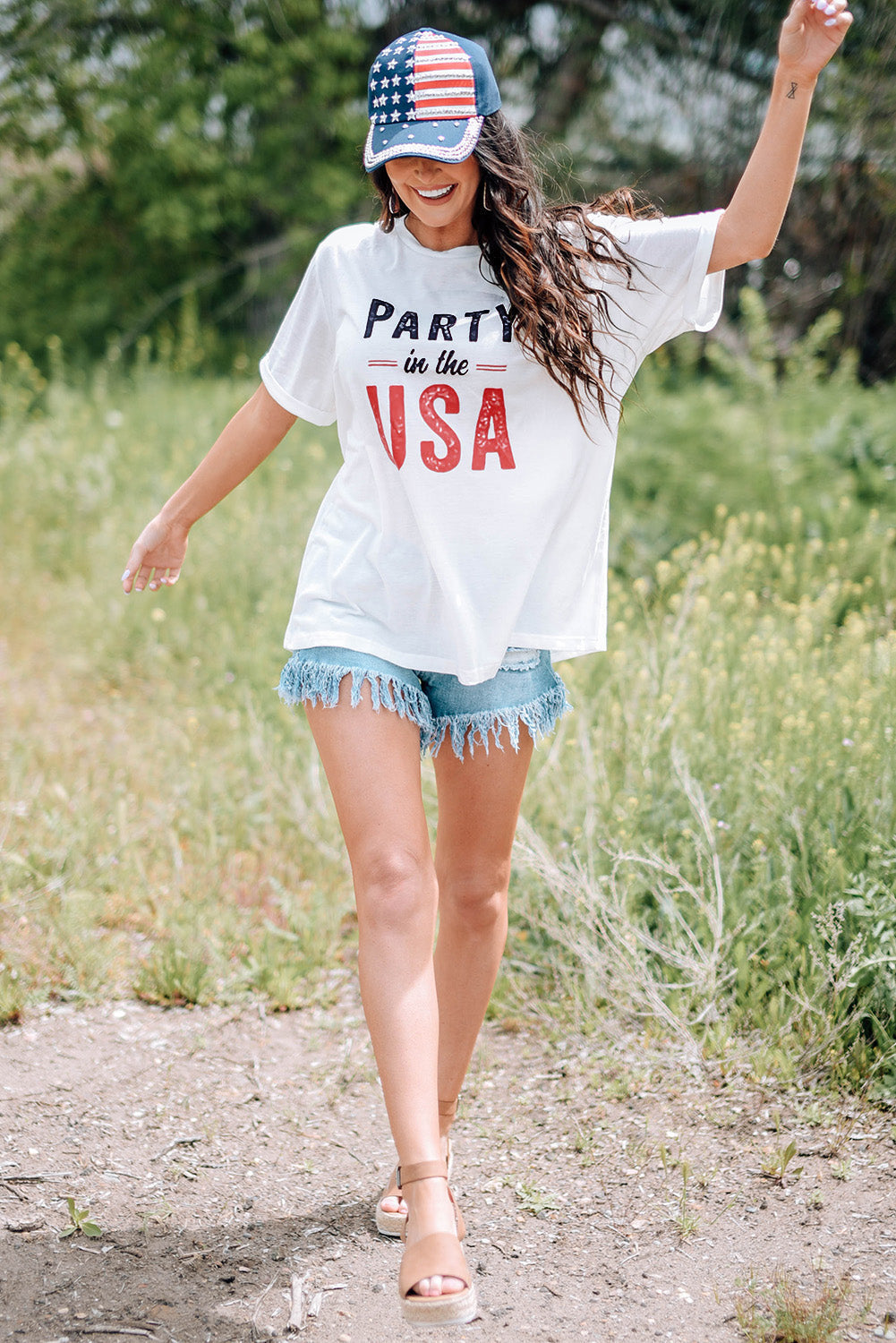 White Party In The Usa Crew Neck Short Sleeve T Shirt