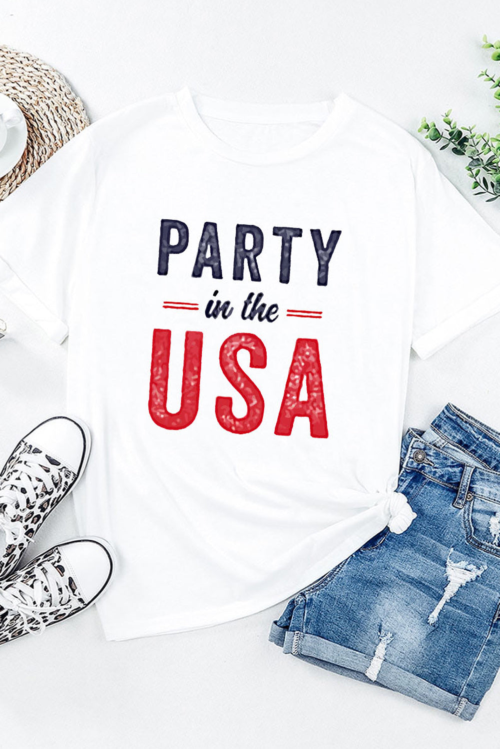 White Party In The Usa Crew Neck Short Sleeve T Shirt