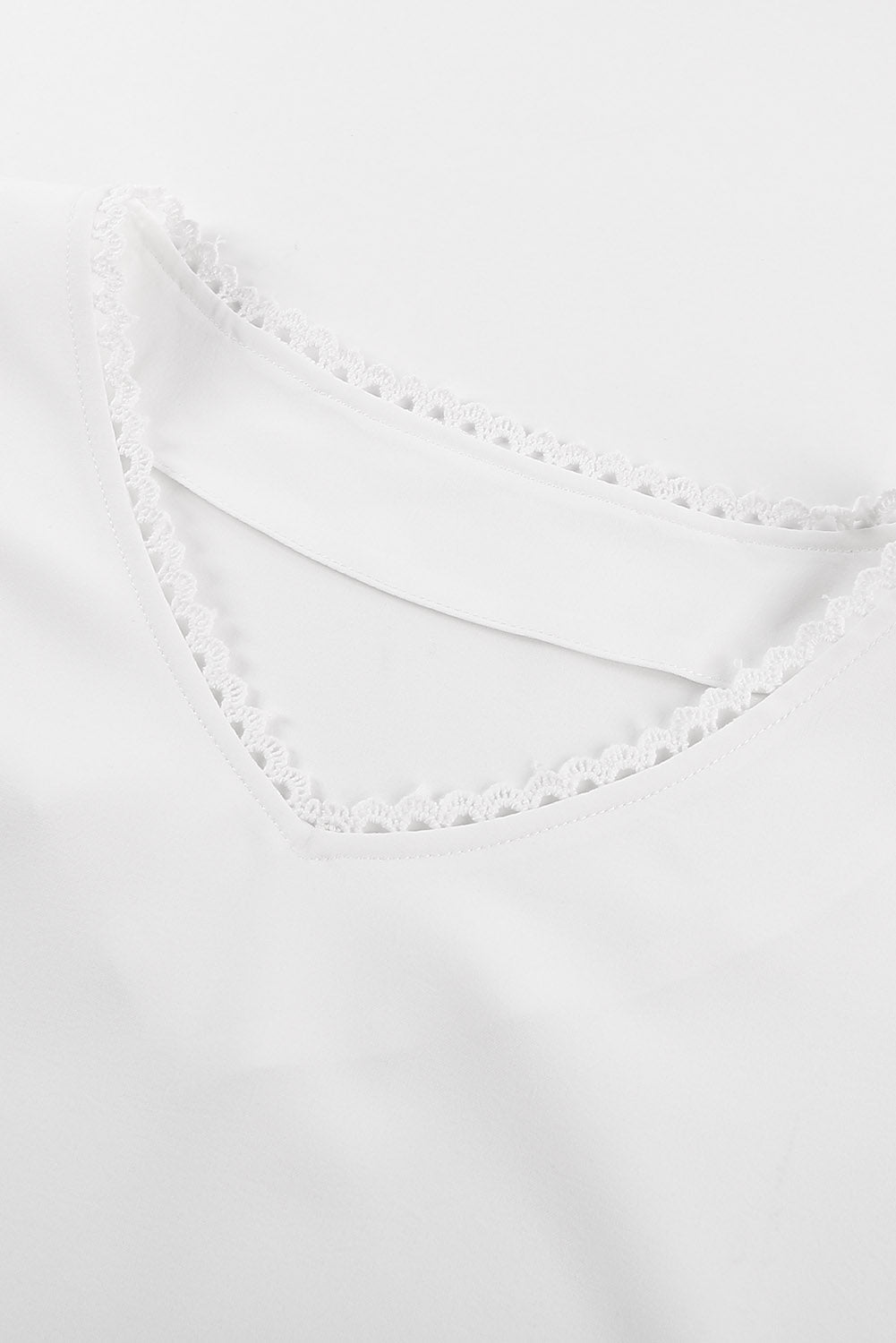 White V Neck Ruffle Short Sleeve T-Shirt