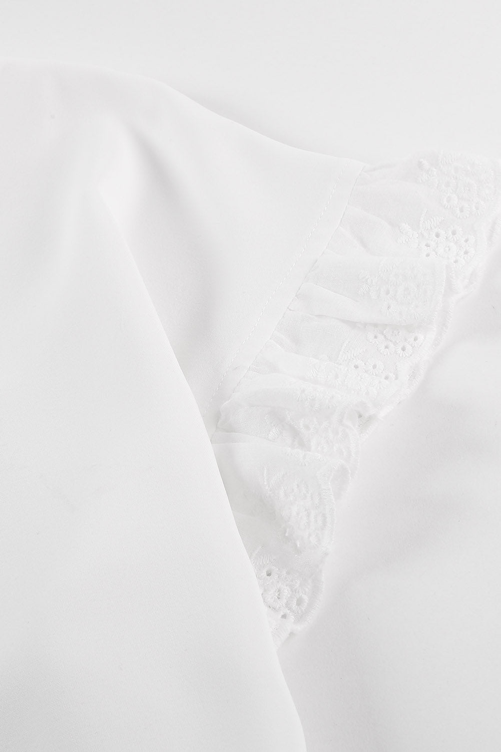 White V Neck Ruffle Short Sleeve T-Shirt